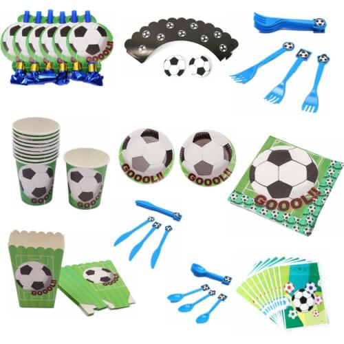 Green Soccer Sport Theme Football Banner Cup Knife Kids Boys Baby Birthday Decorative Party Event Supplies
