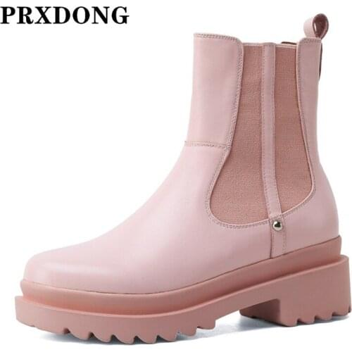 New Women Ankle Boots Shoes Autumn Winter Chunky High Heels Platform Black pink Dress Party Casual Lady Shoes Chelsea Boots 40
