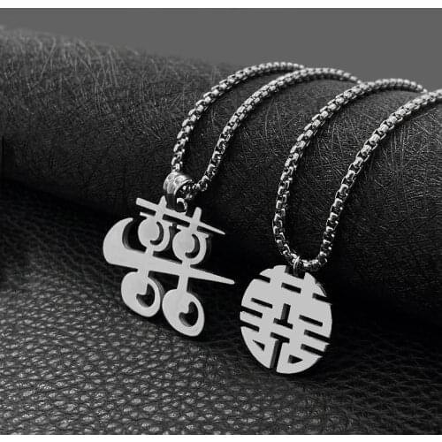 Fashion retro ethnic Chinese character pendant titanium steel necklace female stainless steel necklace hot sale