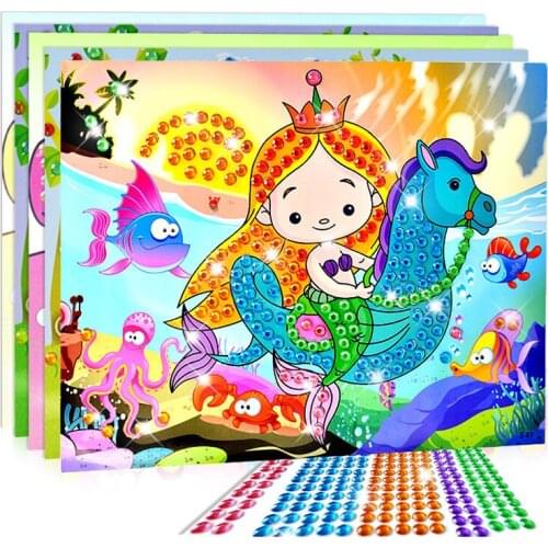 10pcs /set Diy Diamond Stickers Paste Painting Mosaic Puzzle Toys Multi Color Kids Stickers Arts Crafts Toys Handmade Crystal