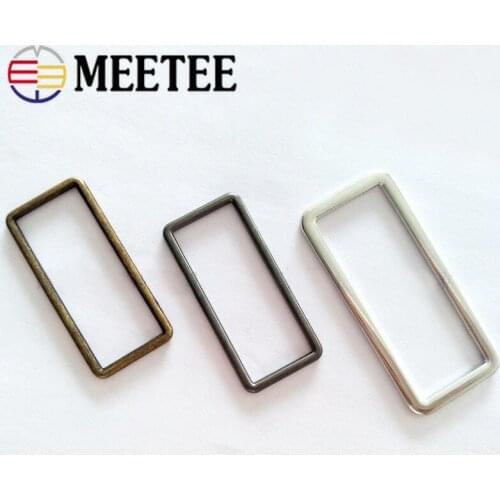10pc Meetee 20-50mm Metal O D Ring Buckles Luggage Webbing Adjust Square Rings Buckle Clasp Dog Collar DIY Clothes Sew Accessory