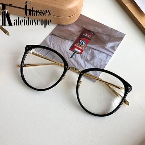 2021 Fashion Round Womens Glasses Frame Men Vintage Metal Optical Computer Eyeglasses Transparent Spectacles