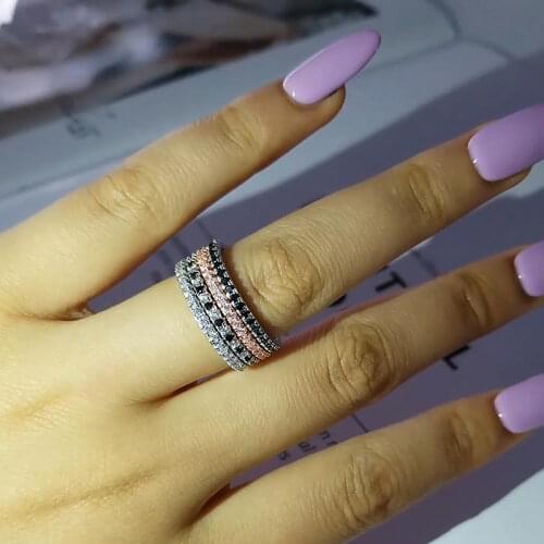 2021 New Arrivals 4 in 1 925 Sterling Silver eternity Band Stack Ring small Finger for Women tail nail Ring wholesale R1090X