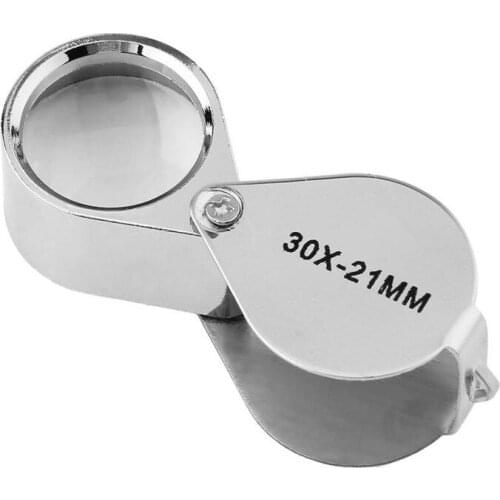 30*21 mm Folding Jewllery Loupe Portable Magnifying Glass Pocket Size Lovely Jewllery Magnifier 30X Magnification Metal Silver