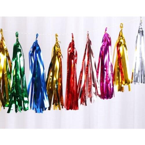 5/15/25Pcs Banner Foil Sequins Paper Tassels Garlands BOBO Balloon Bachelorette Wedding Birthday Party DIY Decoration Supplies