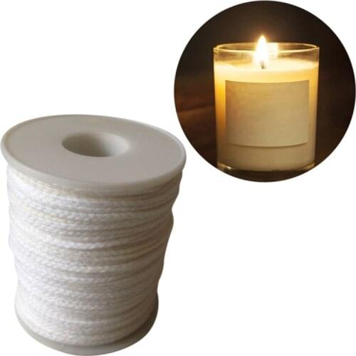 Eco-friendly Smokeless Cotton Core Spool Cotton Square Braid Candle Wicks Wick Core For Candle Making Supplies 1 Roll 61m x 2mm