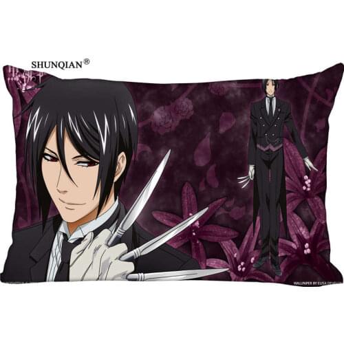 Kuroshitsuji sebastian Rectangle Pillow Cover Size 45x35cm (one side) Print Custom Zipper Polyester Cotton Pillowcase