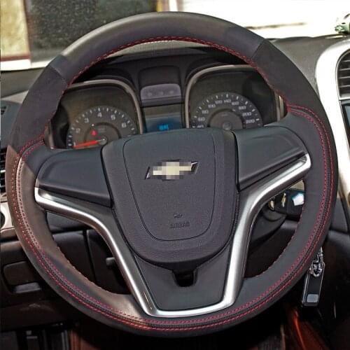 Car Steering wheel cover Breathable Perforated leather Hand stitch grips For Chevrolet Cruze AVEO Malibu Captiva TRAX Cavalier