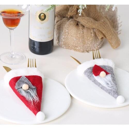 Chirstmas Tableware Holder Knife Fork Cutlery Set Skirt Pants 2020 Navidad Natal Christmas Decorations for Home New Year Decor