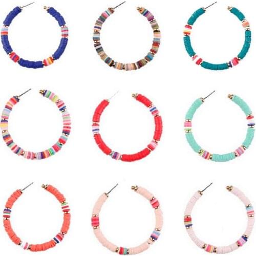 E7317 ZWPON Colorful Polymer Clay Disc Round Earrings Handmade 2020 New Flat Heishi Disc Bead African Earrings Jewelry Wholesale