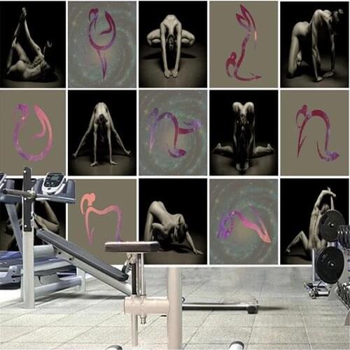 Milofi gym yoga fitness gym sexy beauty photo wall background wall paper mural