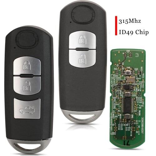 Jingyuqin 5pcs 2/3 Buttons Smart Remote Car Key Fob 315Mhz ID49 For Mazda Cx-5 FCCID: WAZSKE13D01