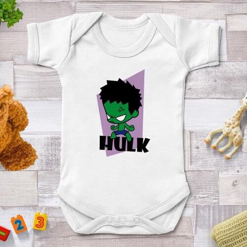 2021 New Summer Baby Girl Clothes Hulk Print Marvel Avengers Cool Newborn Rompers Baby Kids Bodysuits Short Sleeve Baby Onesie