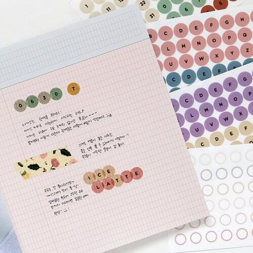 Round Dot Alphanumeric Date Sealing Sticker Waterproof Circular Labels Diary Manual Diy Stationery Post It Decorative Sticker