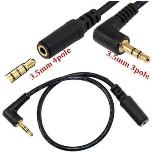 LBSC-90 D Right Angled 3.5mm 3pole Audio Stereo Male to 4 Pole Female Extension Cable 0.3m