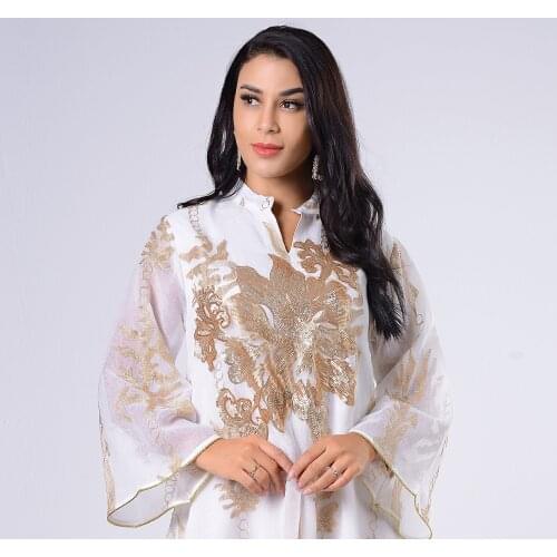 Summer Dubai Middle East Embroidered Yarn Muslim Girl Jalabiya Dubai Arab Eid Al-Fitr Women Dubai Turkey Fashion Elegant Wear