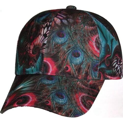 Fashion Multicolor Printing High Quality Satin Baseball Caps For Women Peacock Curved Sun Visor Hat Men Snapback Casual Caps