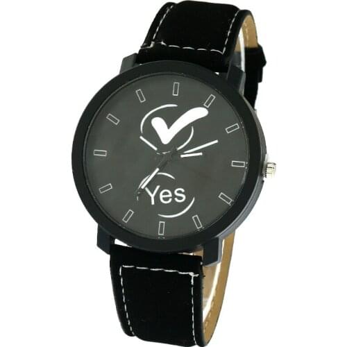 Top YES NO watch couple Men Women Urban fashion Casual dress Reloj femenino white black dial retro vintage