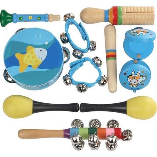 10Pcs/Pack Musical Instruments Set Infant Toddler Children Early Childhood Educational Music Percussion Toy Combination Kit