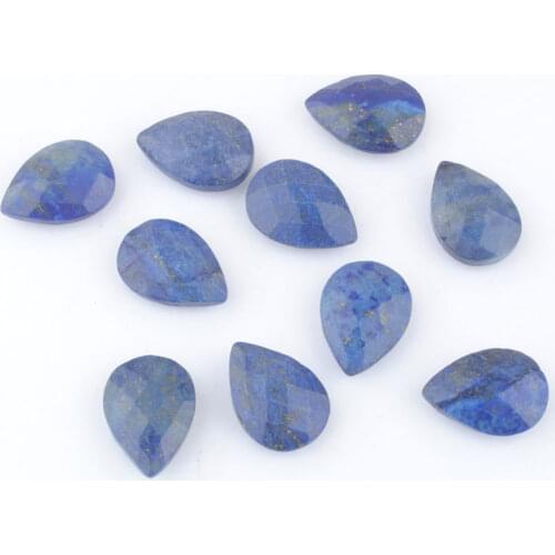 Wholesale 20Pcs/Lot Natural Faceted Stone Lapis Lazuli 13x18mm Teardrop Cabochon No Hole Beads Jewelry Making Accessories QU3367