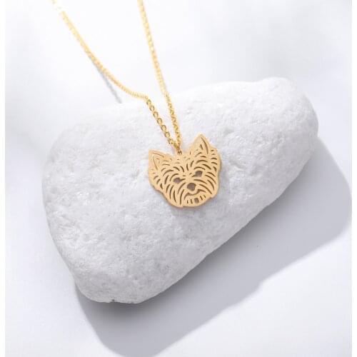 Bulldog Pendant Glamour Woman Cute Animal Pendant Stainless Steel Gold Pendant Christmas Gift Bijoux femme 2019