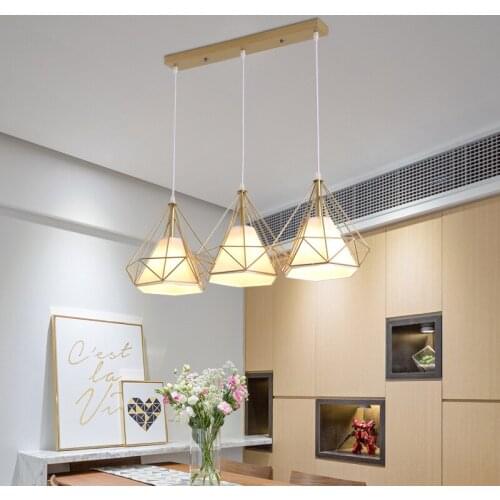 Nordic pendant lights three-head restaurant pendant light dining room lamp shop front bar creative single household light WJ11