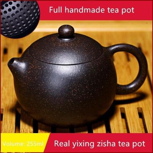 Full handmade tea pot marked master real yixing zisha Black galaxy xishi tea pot