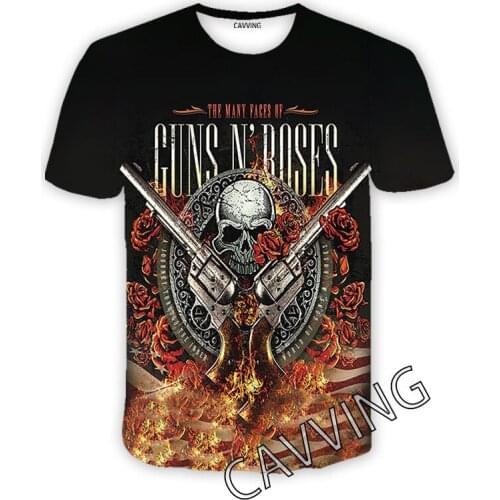 CAVVING 3D Printed Guns N Roses Rock Band Casual T-shirts Hip Hop T shirts Harajuku Styles Tops Clothing for Men/women