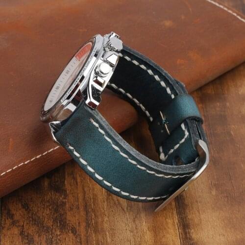 Onthelevel Genuine Leather Watchbands Yellow Watch Strap Belt Stainless Steel Polished Buckle Watch Band For Panerai 22 24mm #D