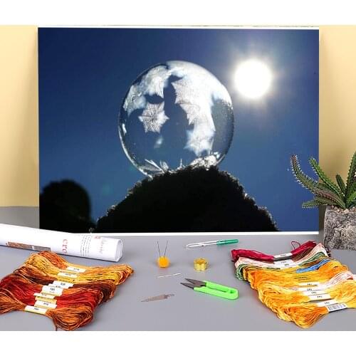 Christmas Snowball Pre-Printed 11CT Cross Stitch Embroidery Patterns DMC Threads Handmade Handiwork Craft Painting Package