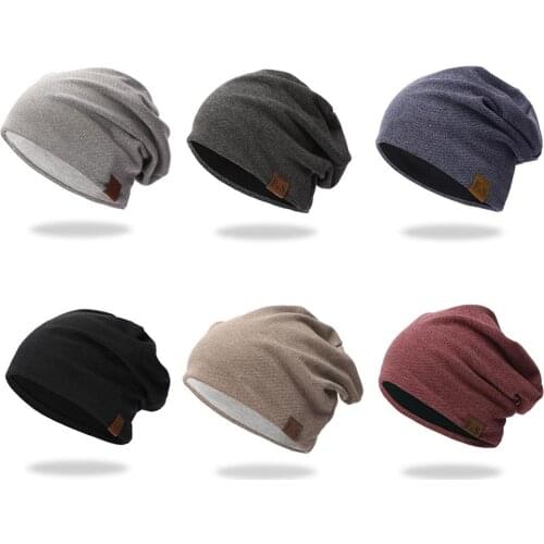 Beanies Cap Casual Hats Head Warmer Style Cotton Lightweight Thermal Elastic Knitted Cotton Warm Hat Winter Sports Headwear