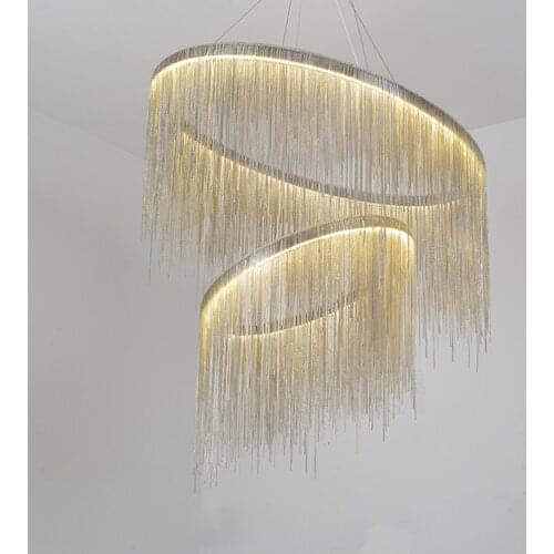 Nordic Modern Round LED Aluminum Chain Luxury Ring Chandelier For Bedroom Living Room Dining Villa