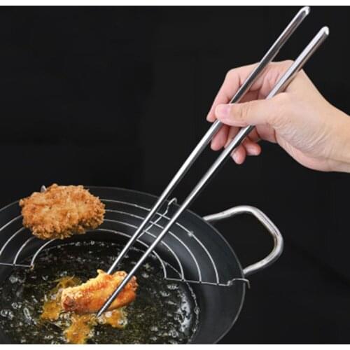 Lengthen Chopsticks Stainless Steel Reusable Japanese Sushi Sticks Korean Hot Pot Noodles Frying Tableware Chinese Chopsticks