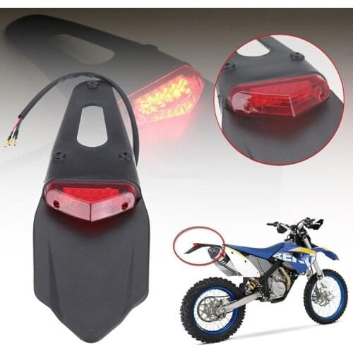 Universal Motorcycle LED Brake Tail light & Rear Fender Back Splash Guard Motocross Dirt Bike Custom Motorbike