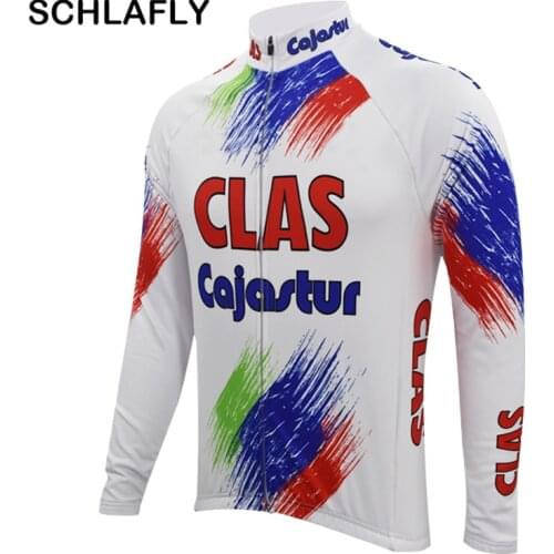 Clas cajastur cycling jersery long sleeve retro bike winter fleece wool & no fleece bicycle clothing colorth schlafly autumn