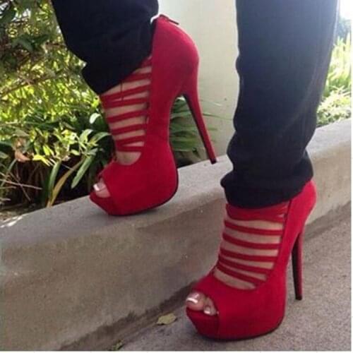 ASHIOFU Handmade New Ladies Stiletto Heel Pumps Peep-toe Striped Party Dress Shoes Platform Large Size Fashion Court Shoes