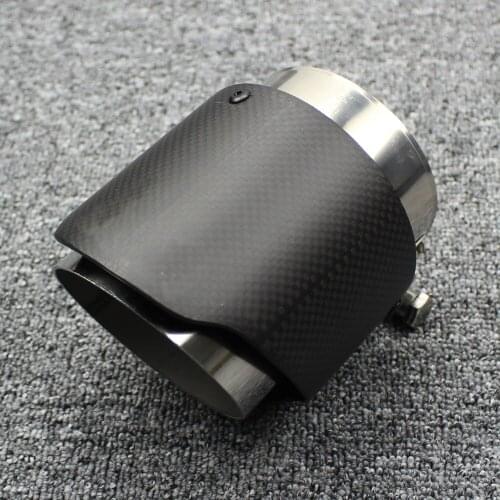 1Pcs Universal Car Styling High Quality Exhaust System Carbon Fiber Glossy Tail Pipe Black Stainless Steel Exhaust Pipe Tailpipe