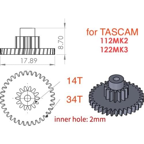 1pc outer 34T inner 14T gear for TASCAM 112MK2 122MK3 cassette deck player