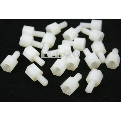 100 Pieces Nylon Hexagonal Standoff Spacer M3 Female to Male 5mm+6mm