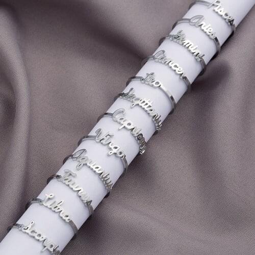 12 Zodiac Ring Aries Taurus Gemini Cancer Virgo Libra Scorpio Sagittarius Astrology Letter Rings 12 Constellation Jewelry Gift