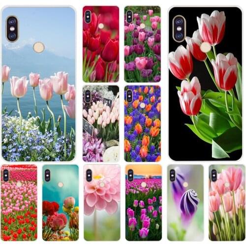 138H Red Blue Spring Tulips flower field Soft Silicone Tpu Cover phone Case for xiaomi redmi 6 pro 5 plus note 6 pro 4 4x mi 8