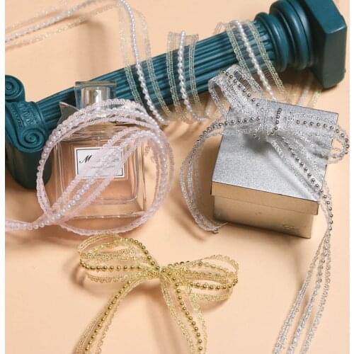 18MM 100Yards Solid Color Lace Glitter Fish Silk Wave Beads Snow Gauze Belt Flowers Holiday Gift Box Bouquet Packaging Hair Bow