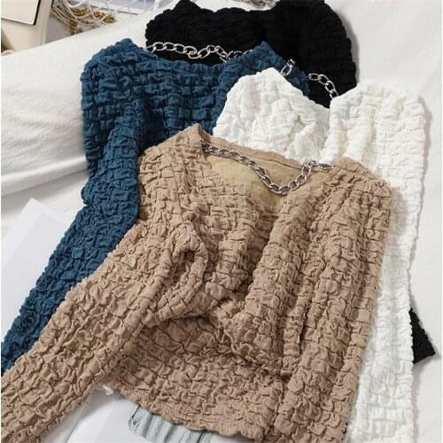 20 Autumn Sexy Slim Women Backless Long Sleeve T-shirt Big Size Lady Pleated Tees Pullovers Basic Tops Winter Bottomings WZ1295