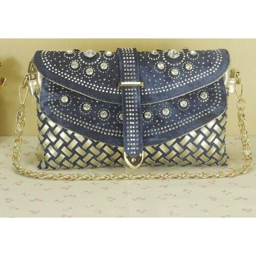 2017 fashion women bag denim casual lady shoulder bags designer handbags high quality weaving jean bags woman purses