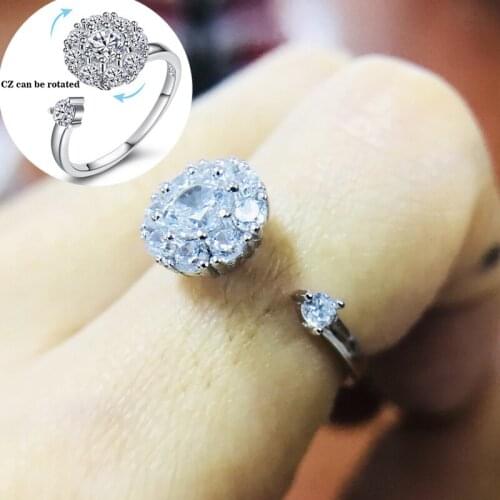 2018 new Rotate Rings 925 Sterling Silver Ring For Women Fashion Rotatable CZ Crystal Open Knuckle Toe Rings Wedding Jewellry