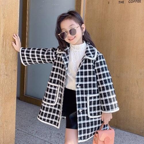 2021 Casual Winter Autumn Woolen Coat Girls Kids Thicken Outerwear Teenage Top Costume Evening Party Childrens Clothing