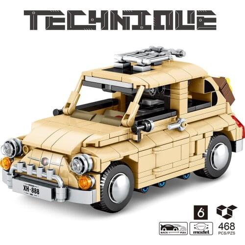 468Pcs Fiated European Classic Car City Pull Back Vehicle Building Blocks Creative Bricks DIY Toys Gifts For Boys Children Kids