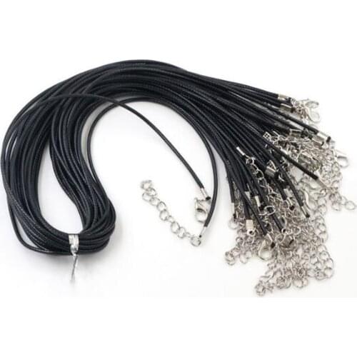 5Pcs/lot 100% Handmade Leather Adjustable Black Braided Rope Necklaces & Pendant Charms Findings Lobster Clasp String Cord 2 mm