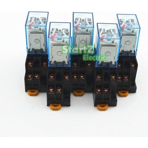 5Pcs Relay MY2NJ 24V DC Small relay 5A 8PIN Coil DPDT With Socket Base