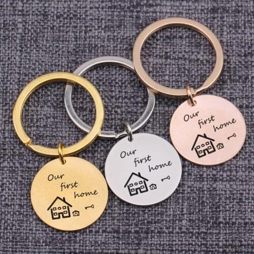 Keychain Jewelry Our First Home Keys Ring Keyholder Lovers Couples Present Housewarming New House Homeowne Girlfriend Bag Charm